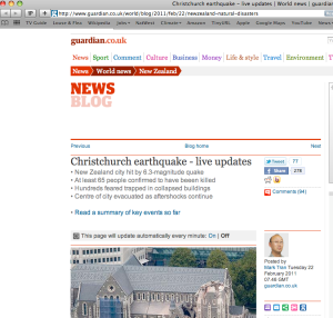 Guardian newsblog Christchurch earthquake